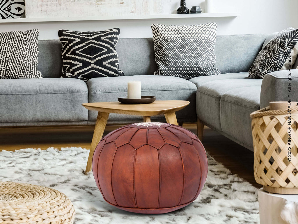 Moroccan Leather Pouf